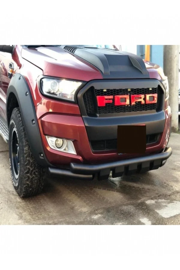 Ford Ranger T6 – T7 – T8 (2012 – 2022) Mat Siyah ‘Shark’ Tasarım Ön Tampon Koruma Demiri / Off-Road Barı
